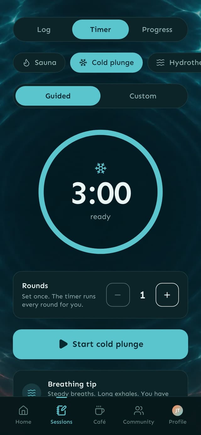 Sochill app cold plunge timer with rounds